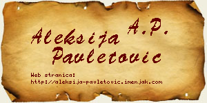 Aleksija Pavletović vizit kartica